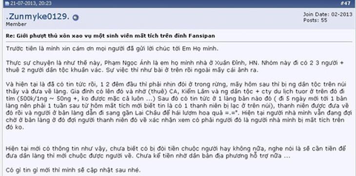 Hành trình tìm kiếm SV mất tích trên Fansipan 1