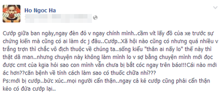 Hồ Ngọc Hà bị cướp giữa đường 1
