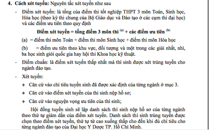 xét tuyển bổ sung, ĐH Y Dược TP.HCM