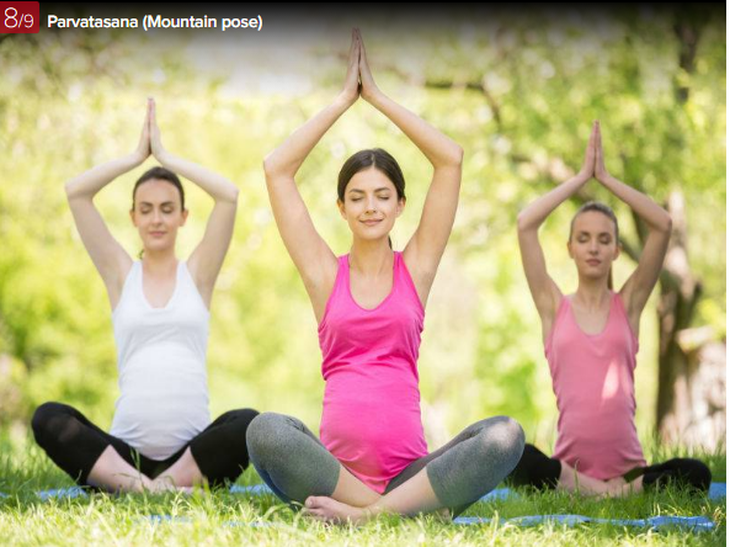 yoga, dong tac yoga cho phu nu mang thai - Parvatasana (tu the ngon nui)