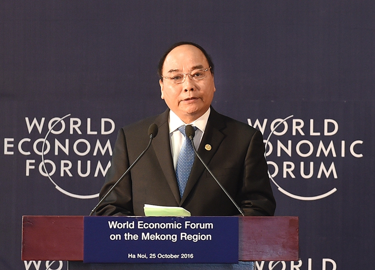 Thu tuong Nguyen Xuan Phuc phat bieu khai mac WEF-Mekong ngay 25.6 tai Ha Noi