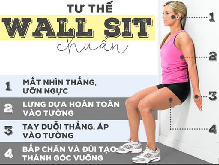Bài tập theo tư thế Wall Sit.