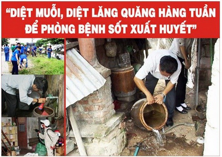 Diệt muỗi, lăng quăng thường xuyên để ngừa bệnh sốt xuất huyết.