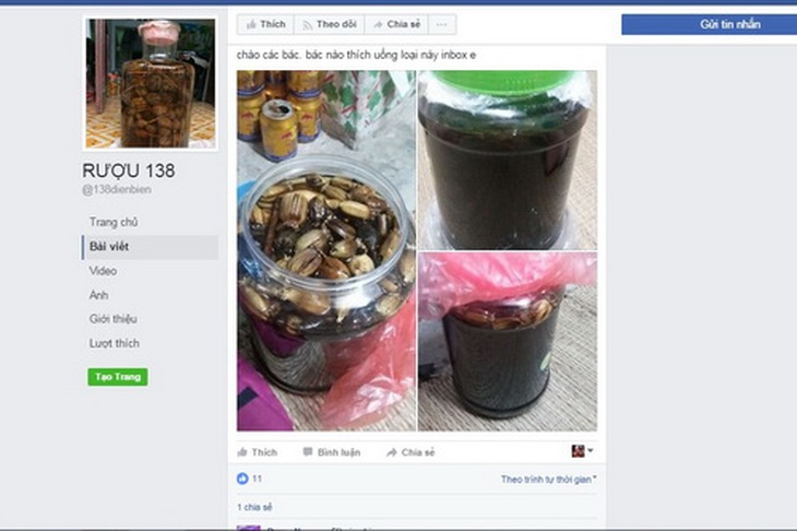 “Rượu 138” được nhiều người rao bán công khai qua các trang mạng xã hội.