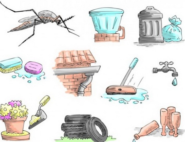 Thường xuyên thu dọn, phá hủy các ổ chứa nước tự nhiên hoặc nhân tạo chặn sự sinh sôi của muỗi truyền bệnh SXH.