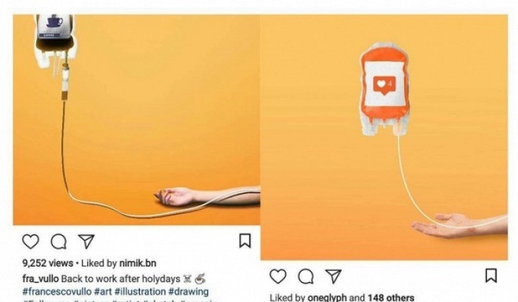 Bức ảnh của Maxk Nguyễn (bên phải) đạo một tác phẩm của tác giả quốc tế (bên trái).