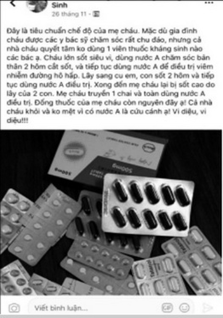 Quảng cáo về “nước A“ trên mạng xã hội dễ khiến người sử dụng hiểu sai công dụng.