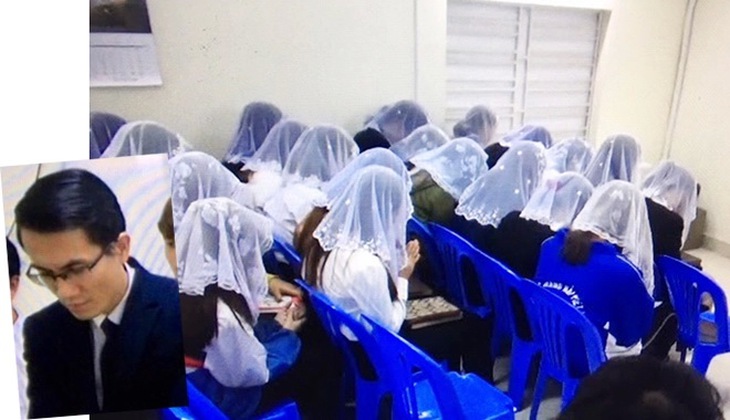 Đối tượng Trần Văn Hùng và những người tham gia một buổi “giảng đạo” của Hùng.