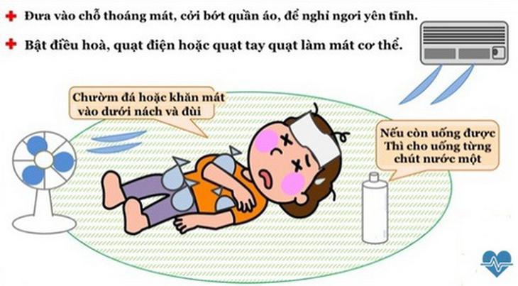 Cách sơ cứu ban đầu cho người say nắng.