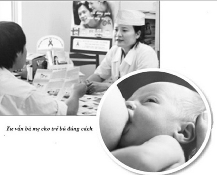 Hướng dẫn bà mẹ cho con bú đúng cách.