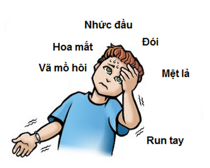 Một số biểu hiện của hạ đường huyết.