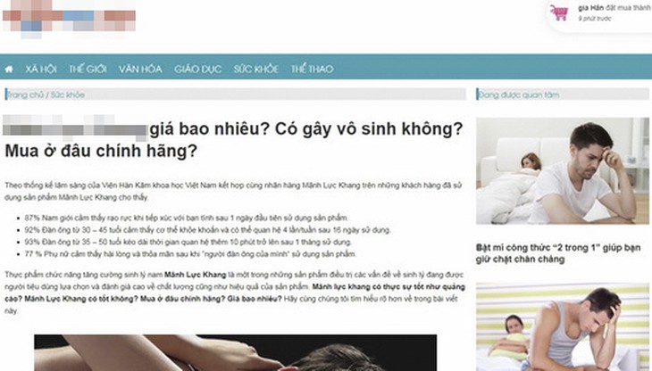 Tất cả các trang web bán thực phẩm chức năng đều là dạng sao chép, không có bất kỳ thông tin gì về địa chỉ, liên lạc.