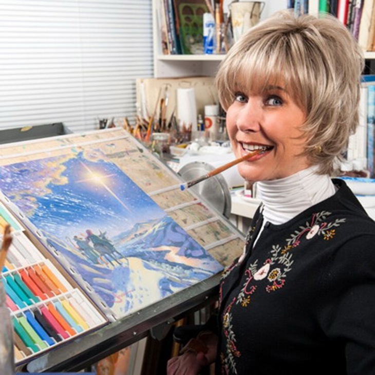 Joni Earekson Tada vẽ tranh bằng miệng, thời 19 tuổi.