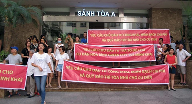 Tình trạng căng băng rôn tại các dự án phản ánh bức xúc cao độ của cư dân.