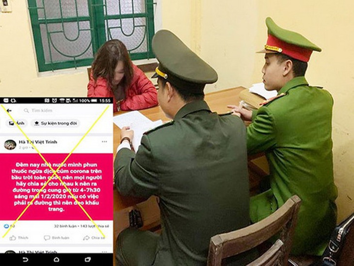 Hà Thị Việt Tr. bị triệu tập đến cơ quan công an để làm rõ thông tin đưa trên facebook.