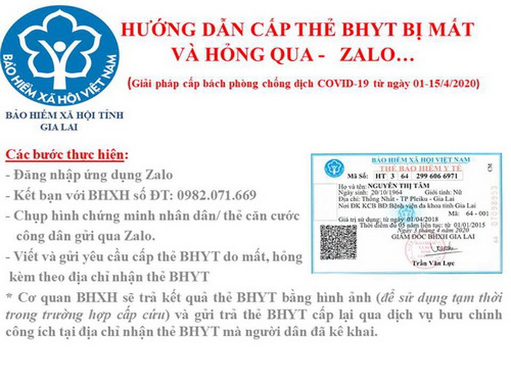 Hỗ trợ cấp thẻ BHYT qua ứng dụng Zalo.