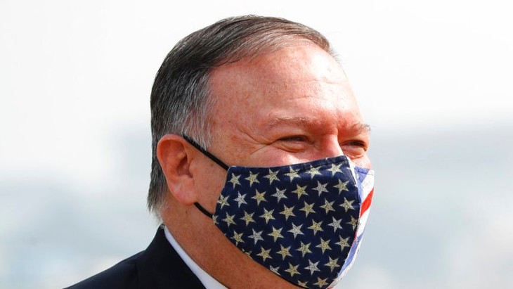 Ngoại trưởng Mỹ Mike Pompeo trong chuyến công du châu Á hạ tuần tháng 10/2020.