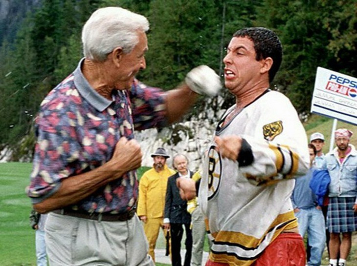 Lão nghệ sĩ Bob Barker 73 tuổi hạ đo ván đồng nghiệp 30 tuổi Adam Sandler.