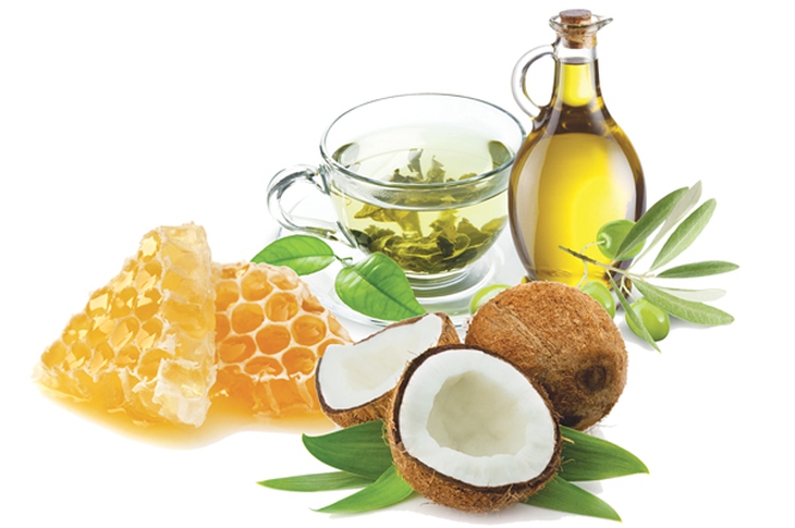 ngừa khô da với trà xanh, dầu dừa, mật ong, dầu olive