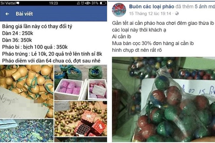 Ngang nhiên rao bán pháo trên mạng xã hội