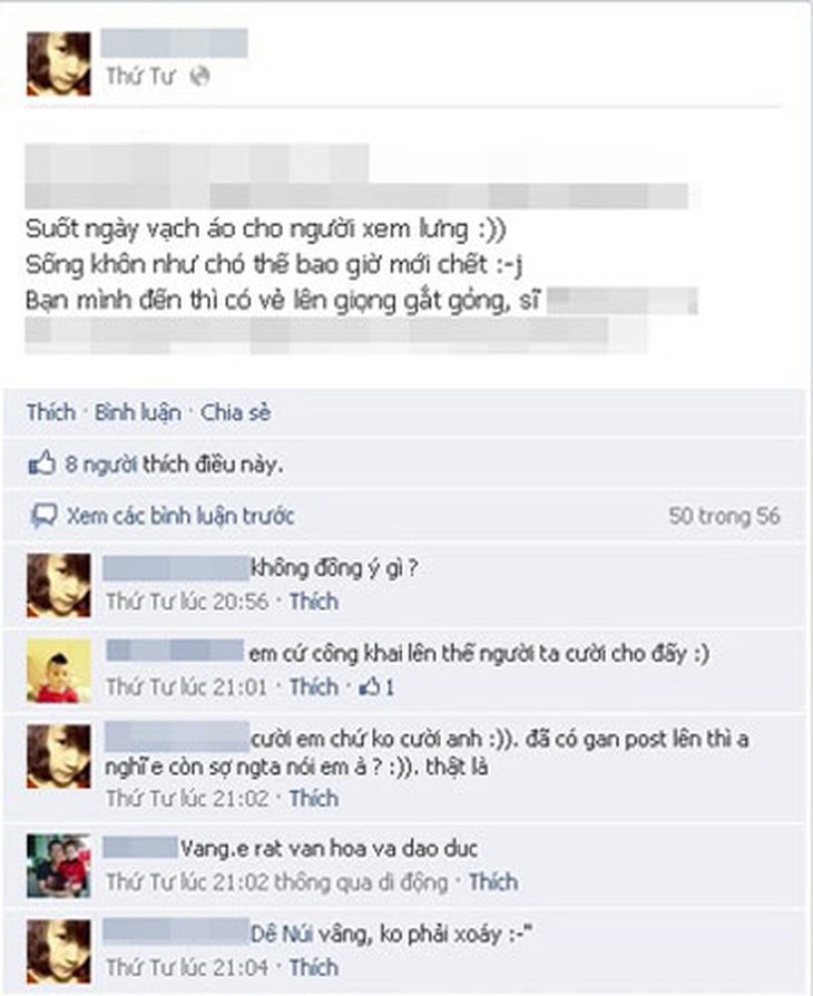 Nữ sinh nhục mạ người thân trên Facebook bị 'ném đá'  1
