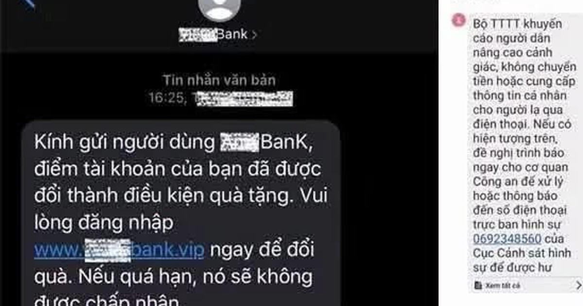 Cảnh báo tin nhắn lừa đảo xuất hiện trong luồng SMS chính thức của ngân hàng