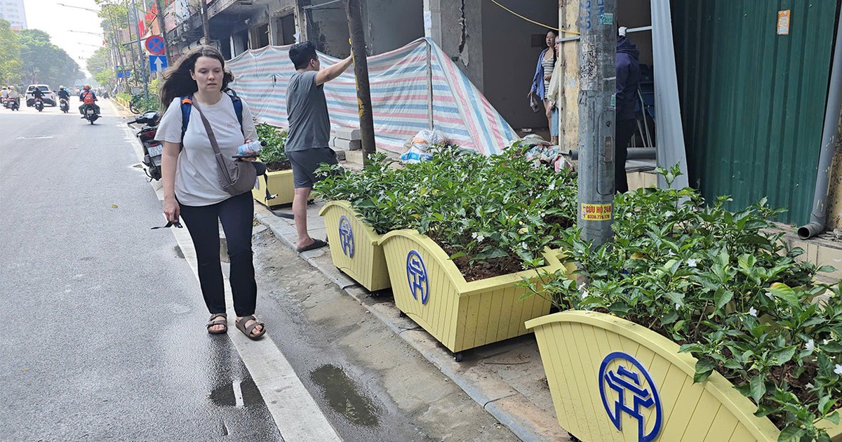 Hàng loạt bồn cây lớn "án ngữ" vỉa hè phố Lê Duẩn