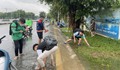 [Ảnh] Người Hà Nội mang rổ, vợt ra đường bắt cá sau mưa