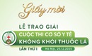2 ngày nữa trao giải cuộc thi 'Cơ sở y tế không khói thuốc lá' lần thứ I