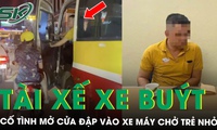 Xử phạt t&#224;i xế xe bu&#253;t cố t&#236;nh mở cửa đập v&#224;o xe m&#225;y chở trẻ nhỏ, li&#234;n tục th&#225;ch thức