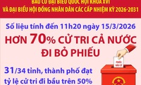 Hơn 70% cử tri đã đi bỏ phiếu (tính đến 11h20 ngày 15/3/2026)
