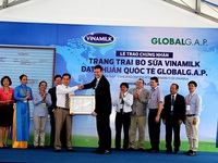 Trang trại bò sữa đầu tiên Ðông Nam Á được chứng nhận Global G.A.P.