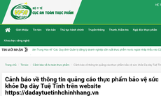 Cảnh báo thông tin quảng cáo thực phẩm bảo vệ sức khỏe Dạ dày Tuệ Tĩnh
