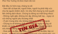 "7 lời khuyên chống dịch của Phó Thủ tướng Vũ Đức Đam" là giả mạo