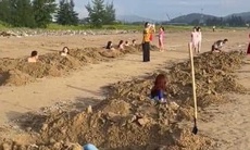 Xôn xao clip nhóm du khách đào nhiều hố trên bãi biển để 'tắm cát'