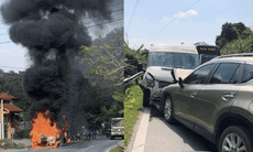 Ô tô bốc cháy, 1 người tử vong sau vụ va chạm giao thông