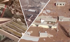 Cận cảnh ngôi làng bị chìm trong bùn đất sau động đất ở Trung Quốc