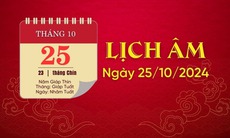 Lịch âm 25/10 - Âm lịch hôm nay 25/10 - Lịch vạn niên ngày 25/10/2024