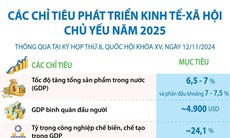 Các chỉ tiêu phát triển kinh tế-xã hội chủ yếu năm 2025