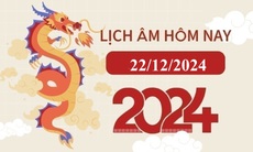 Lịch âm 22/12 - Âm lịch hôm nay 22/12 - Lịch vạn niên ngày 22/12/2024