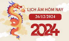 Lịch âm 26/12 - Âm lịch hôm nay 26/12 - Lịch vạn niên ngày 26/12/2024