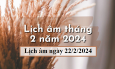 Lịch âm 22/2 - Âm lịch hôm nay 22/2 - Lịch vạn niên ngày 22/2/2024