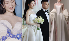 Sau bó hoa cưới 'độc nhất vô nhị', 3 bộ váy cưới của Chu Thanh Huyền cũng lộ chi tiết đặc biệt