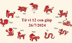 Tử vi 12 con giáp hôm nay 26/7/2024: Sửu căng thẳng, Dần ổn định