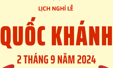 Lịch nghỉ lễ Quốc khánh 2/9/2024: Người lao động được nghỉ 4 ngày