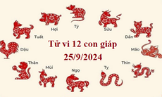 Tử vi 12 con giáp hôm nay 25/9/2024: Dậu gặp thách thức, Tuất vướng tranh cãi