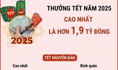 Thưởng Tết Âm lịch năm 2025 cao nhất hơn 1,9 tỷ đồng