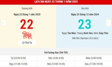 Lịch âm 22/1 - Âm lịch hôm nay 22/1 - Lịch vạn niên ngày 22/1/2025