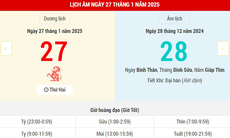 Lịch âm 27/1 - Âm lịch hôm nay 27/1 - Lịch vạn niên ngày 27/1/2025