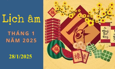 Lịch âm 28/1 - Âm lịch hôm nay 28/1 - Lịch vạn niên ngày 28/1/2025